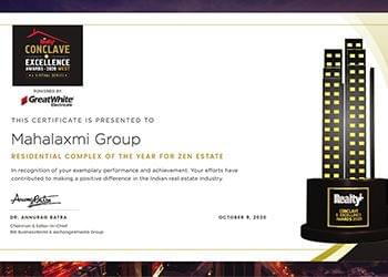 Residential Complex of the year for zen estate awards